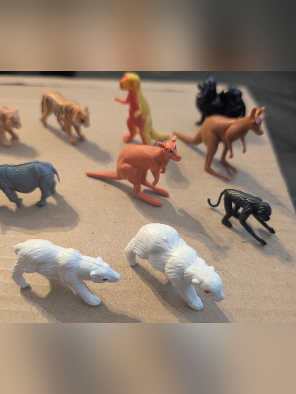 Vintage Small Pets Plastic Toy Set - White & Orange Animal Figurines
